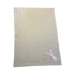 Pottery Barn Kids Mint Green Fleece Baby Blanket Bunny embroidered easter 39x28